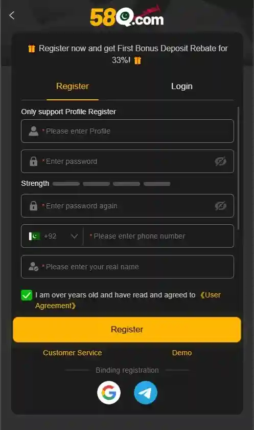 58Q Game Download - Register - explorerslots.com.pk