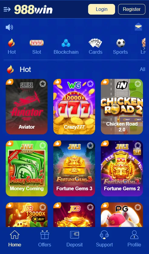 988win game available games screenshot 